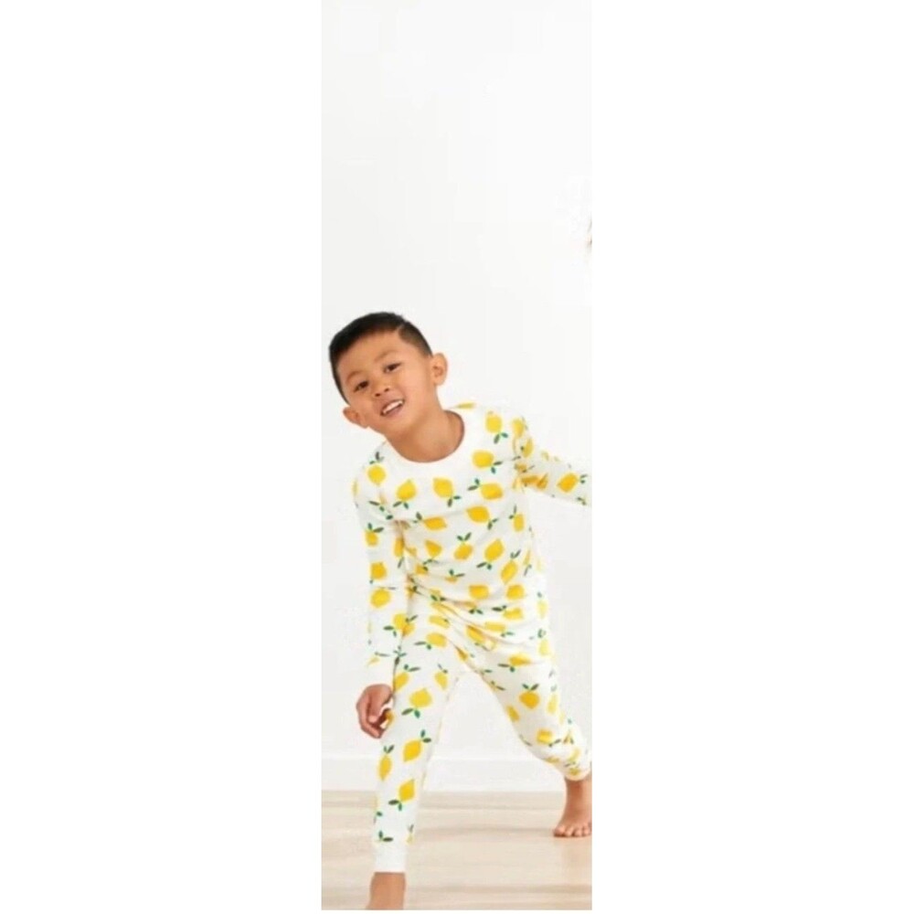 Hanna Andersson Lemon Print Kids Long Pajama Set size 160/14 NWT Organic Cotton